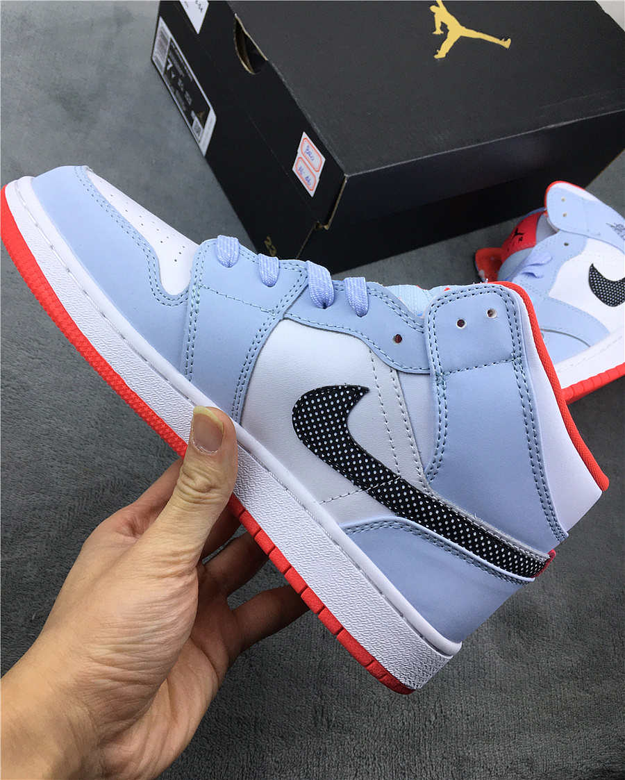 jordan 1 mid half blue polka dot swoosh