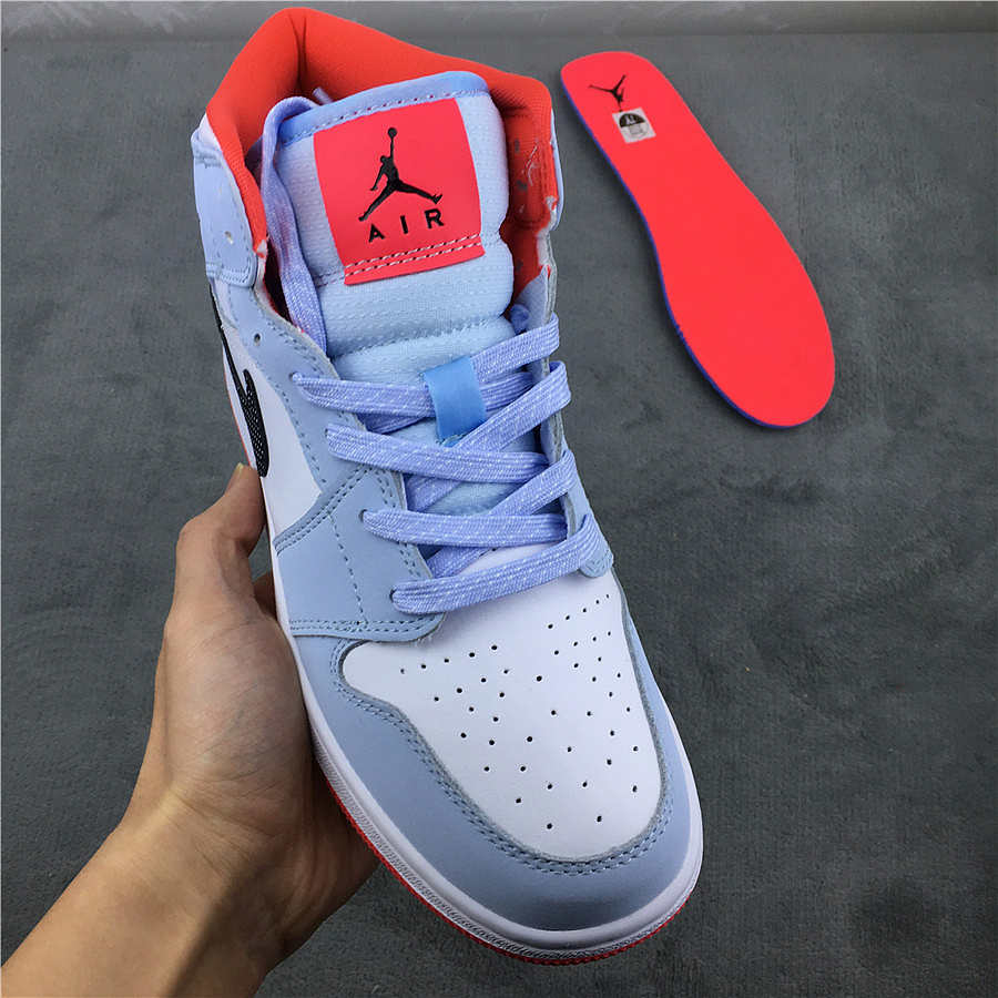 half blue polka dot swoosh 1s