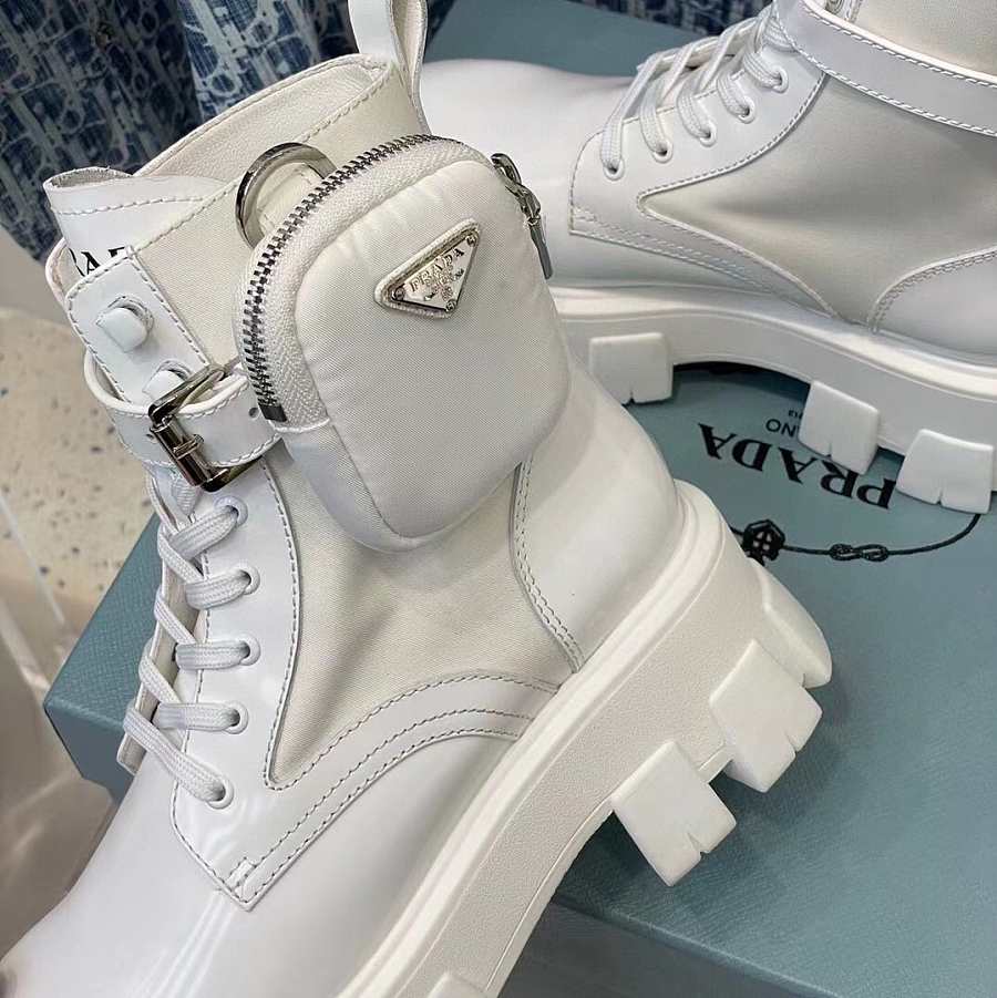 brushed rois leather and nylon monolith boots white