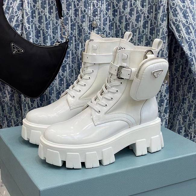 brushed rois leather and nylon monolith boots white