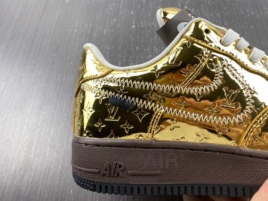 Louis Vuitton Nike Air Force 1 Low By Virgil Abloh Metallic Gold - LULULIFE