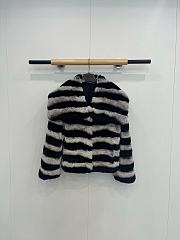 YSL black and gray striped fur coat - LULULIFE